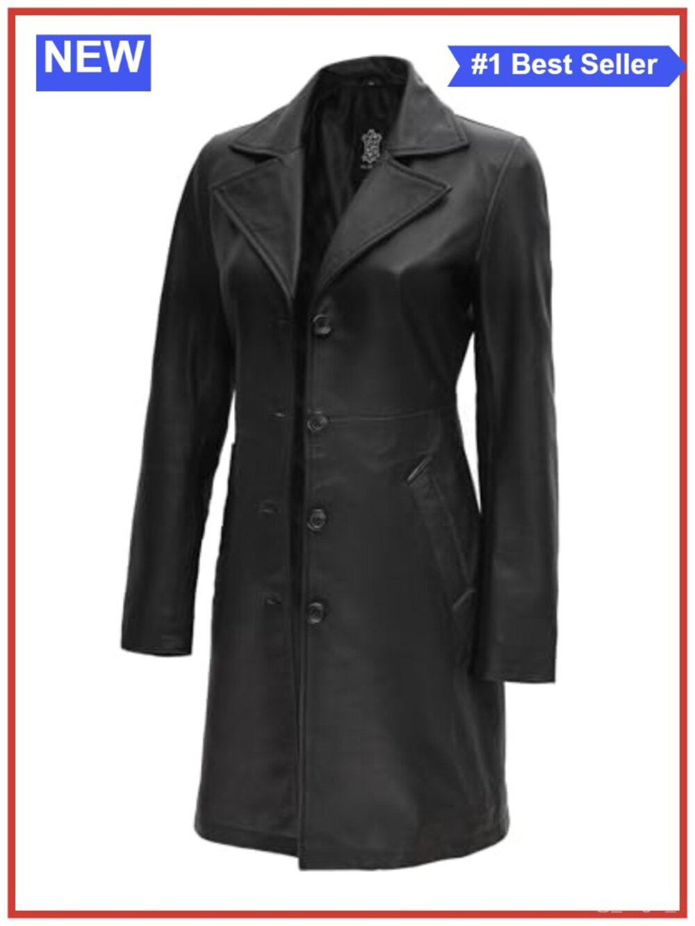 Womens 100% Real Lambskin Leather Car Coat Long Jacket Button Closure